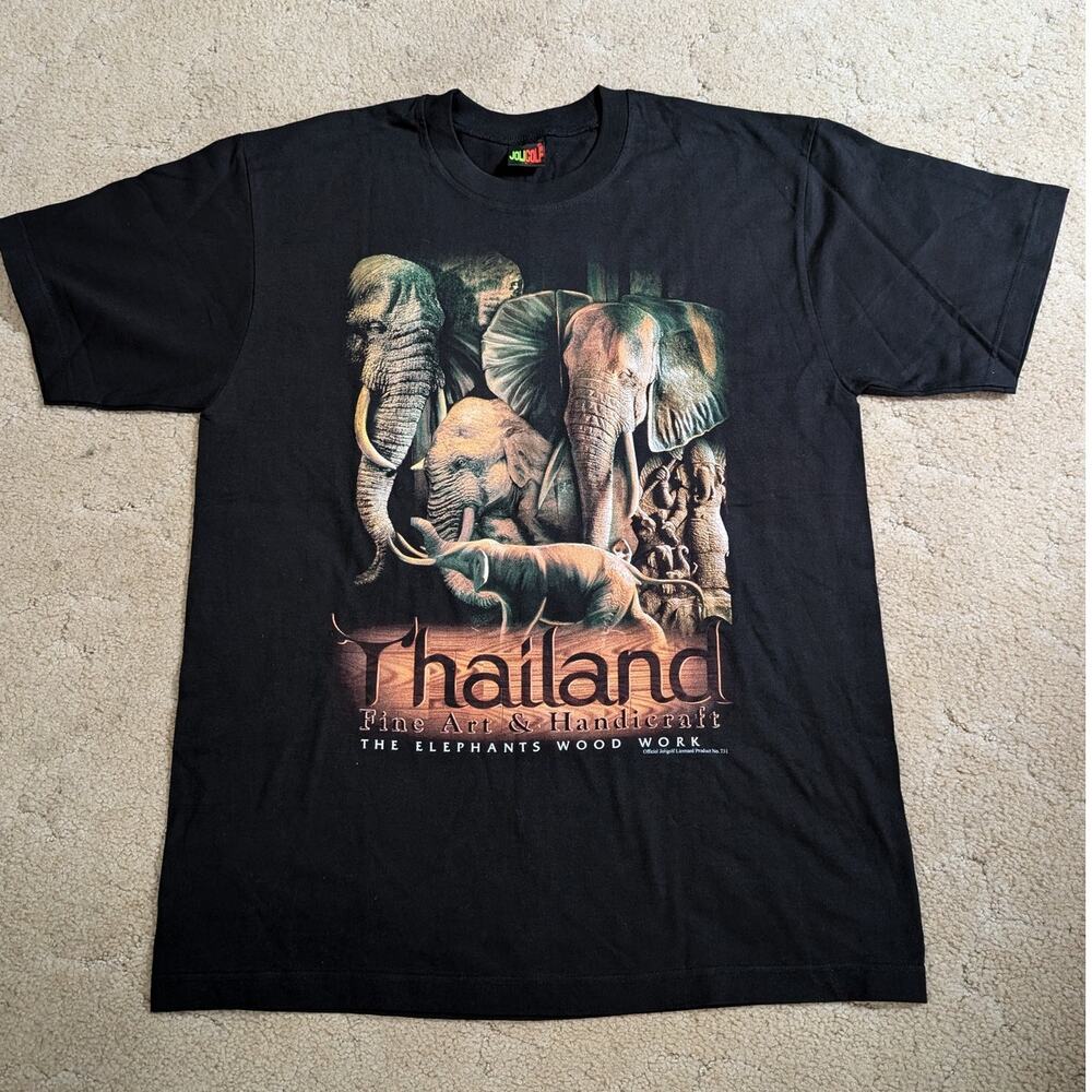 VTG Joligolf Elephant Thailand Adult Large Shirt Graphic Nature‎ Art Retro Y2K